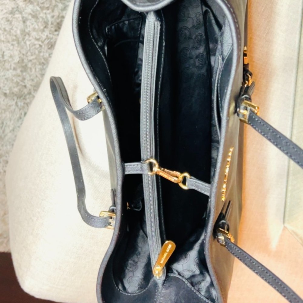 MICHAEL KORS  Jet Set Travel Large Saffiano Leather Tote Bag -Black - Picture 8 of 13